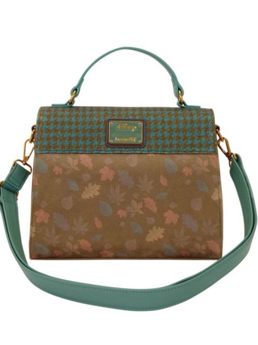 Loungefly Disney Lilo & Stitch Autumn Leaves Houndstooth Crossbody Satchel NWT - Picture 4 of 7
